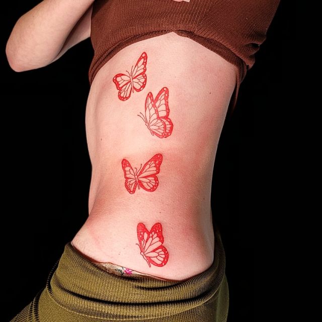 butterflies, butterfly, red tattoo
