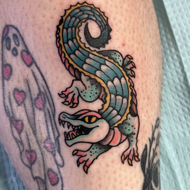 alligator, tradtat, traditional tattoo
