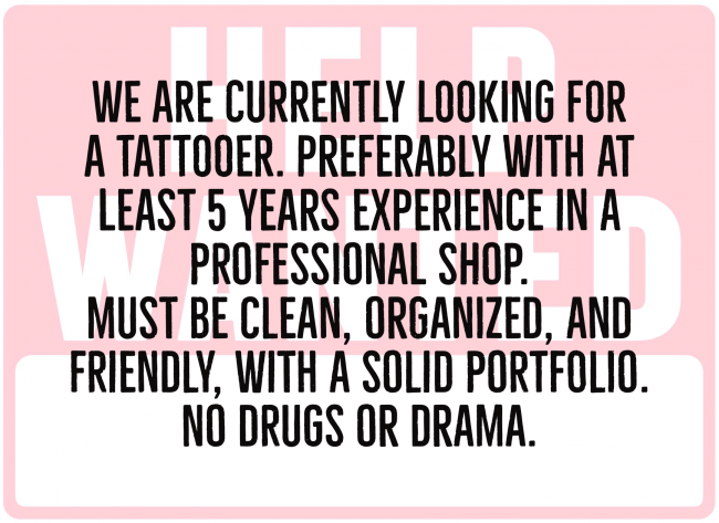 Tattoo Artist Wanted!